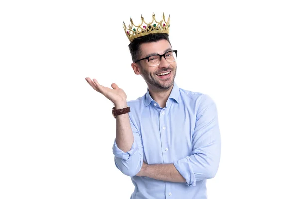 Fröhliche Ceo Krone Isoliert Auf Weißem Hintergrund Krone Belohnung Für — Stockfoto