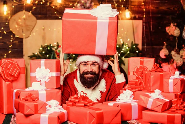 Kerstman Met Geschenken Seizoensgebonden Aanbod Kerstverkoop Vakantie Gevuld Met Plezier — Stockfoto