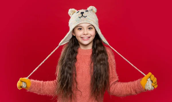 Öronlapp Hatt Stickade Kläder Tonåring Barn Modell Kul Öronlapp Hatt — Stockfoto