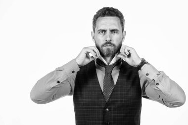 Yakışıklı iş adamı kravatı beyaz, güzel.