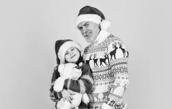 Suéter Punto Divertido Padre Hija Celebran Navidad Fiesta Navidad Juntos —  Fotos de Stock