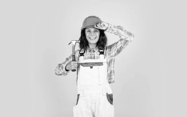 Experto Seguridad Arquitectura Mujer Arquitecta Casco Chica Con Camisa Cuadros — Foto de Stock
