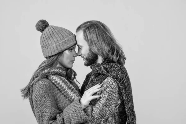 Casal Feliz Amor Usar Roupas Malha Inverno Moda — Fotografia de Stock