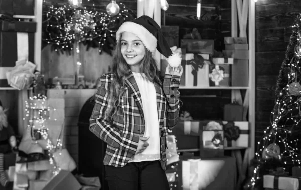 Julafton Mode Flicka Redo För Julfirande Lilla Fashionista Modernt Barn — Stockfoto