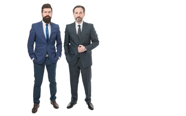 Давай Работать Вместе Бородатые Мужчины Деловом Стиле Профессионалы Формальной Одежде — стоковое фото