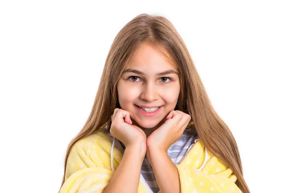 Retrato Menina Adolescente Com Pele Macia Isolada Fundo Branco Retrato — Fotografia de Stock