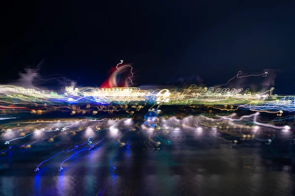 Hareket Arkaplanı Gece Bulanıklaşır Odaklanmış Arkaplan Hareketi Bulanık Koyu Renk — Stok fotoğraf