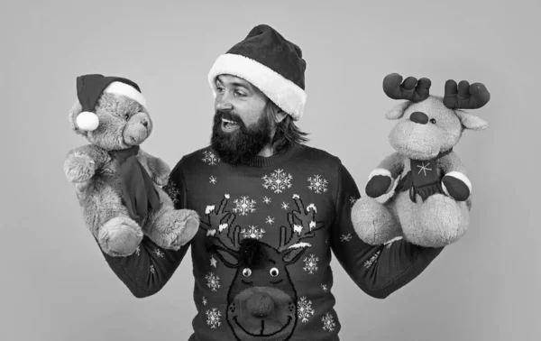 Gustaría Feliz Navidad Hombre Barbudo Disfrazado Santa Claus Hipster Celebrar —  Fotos de Stock