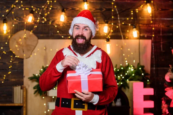 Kerstman Heeft Een Geschenkdoos Moge Huis Gevuld Zijn Met Alle — Stockfoto