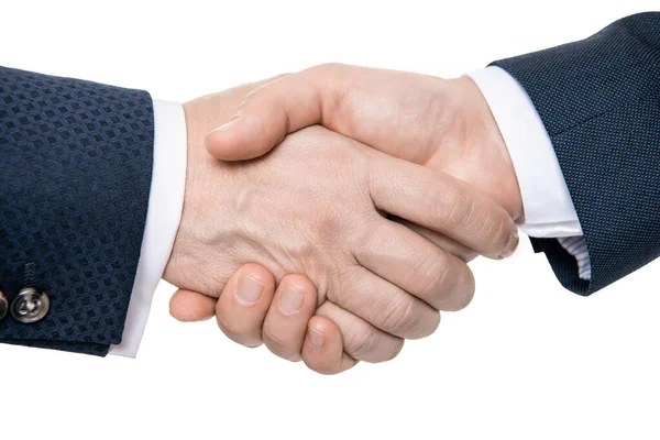 Close Handshaking Parceria Homens Negócios Homens Negócios Lidam Com Aperto — Fotografia de Stock