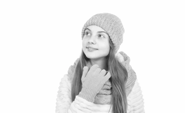 Small Kid Wear Knitwear Isolated White Child Hat Gloves Sweater — Stock Photo, Image