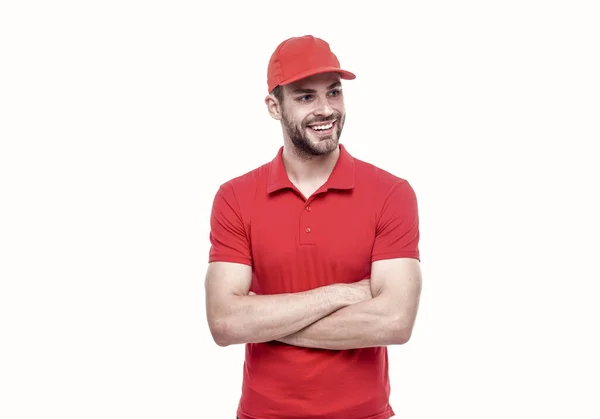 Trend Him Confident Guy Happy Guy Keep Arms Crossed Isolated — Stock Photo, Image