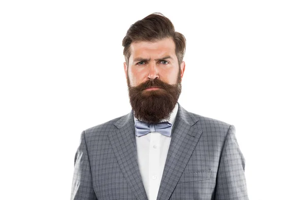 Handsome Brunette Model Beard Moustache Business Man Portrait Perfect Suit — Stock Photo, Image
