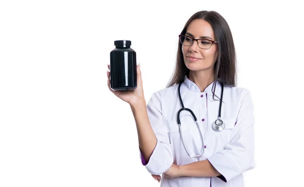 Medico Con Stetoscopio Integratore Farmacologico Medico Con Supplemento Farmaco Isolato — Foto Stock
