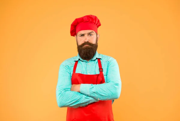 Seu Evento Especial Brutal Cozinheiro Masculino Chapéu Avental Homem Profissional — Fotografia de Stock
