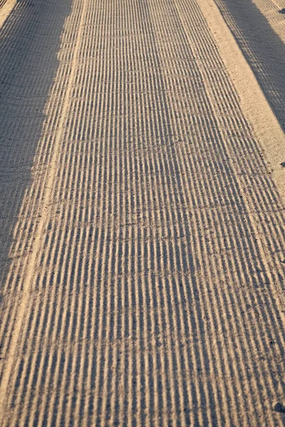 Tire Marks Sandy Road Miami Usa Sand Surface — 图库照片