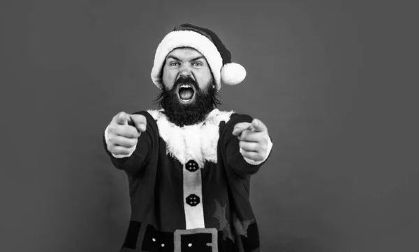 Bearded Santa Man Hat Smiling While Prepare Celebrating Happy New — Stock Photo, Image