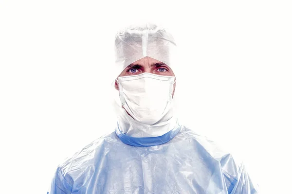 Coperid Sağlık Hizmetleri Solunum Maskesiyle Korunan Bir Adam Doktor Güvenlik — Stok fotoğraf