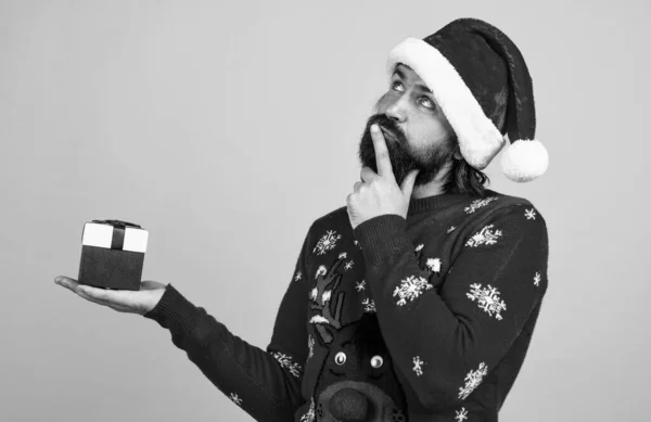 Happy Bearded Man Santa Claus Costume Celebrate Winter Holiday Chistmas — Stock Photo, Image