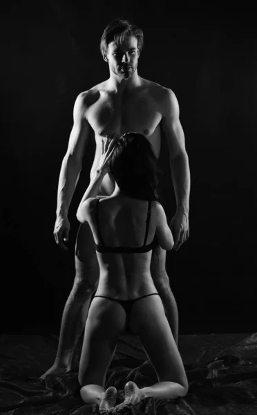Deseo Juegos Eróticos Hombre Mujer Desnudos Enamorados Tiene Sexo Cama — Foto de Stock