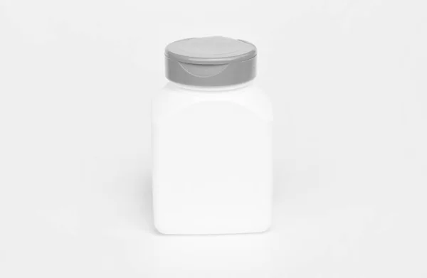 Medicina Jar Cor Branca Isolado Fundo Branco Vitamina — Fotografia de Stock