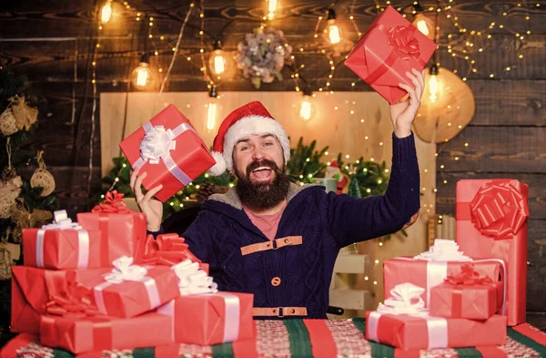 Következel Hipszter Mikulás Kalap Karácsonyi Vásárlás Téli Bevásárlás Ünnepi Ünneplés — Stock Fotó