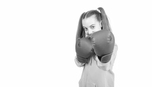 Ella Está Lista Chica Adolescente Guantes Boxeo Ataque Ira Boxeador — Foto de Stock