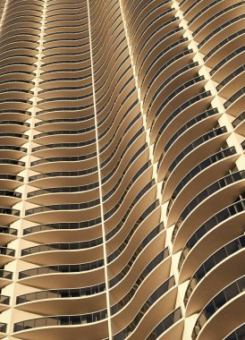 detaylı kıvrımlı dalgalı bina arka planı. Gökdelen modern şehir. Şehir tasarımı. Bakış açısı. Modern yapı mimarisi. Soyut arkaplan. Geometrik mimari. Geometrik yapı.