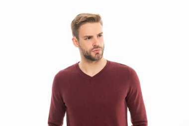 portrait of man with stubble in studio. man with stubble on background. photo of man with stubble hair. man with stubble isolated on white.