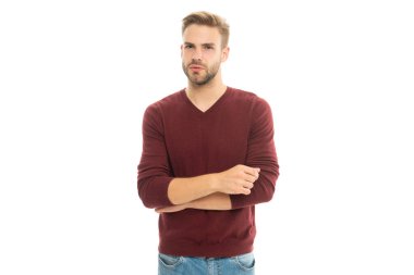 stylish guy with stubble in studio. guy with stubble on background. photo of guy with stubble hair. guy with stubble isolated on white.