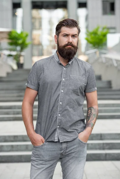 bearded man casual style. casual man with beard. hipster man outdoor. casual lifestyle.
