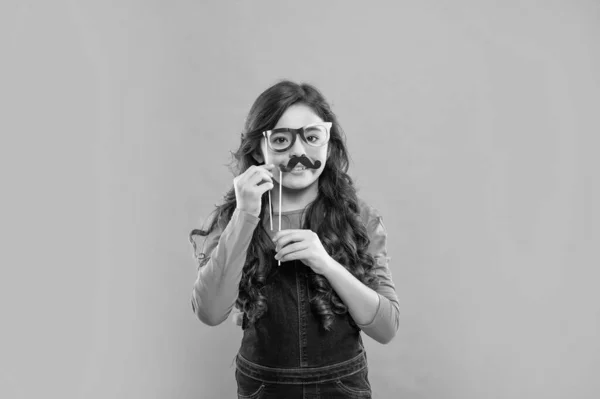 Funny Child Glasses Moustache Teen Party Goer Party Time Birthday — Stok fotoğraf