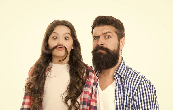 Moustache Your Nose Father Moustache Beard Hair Little Daughter Long — Foto de Stock