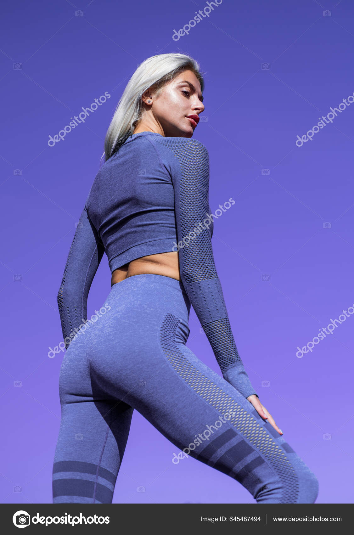 Lady Has Tight Ass Sportive Woman Sportswear Sexy Woman Stadium Stock Photo  by ©stetsik 645487494