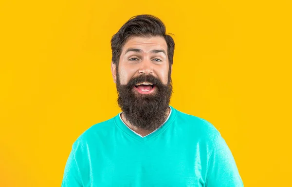 Позитивний Бородатий Чоловік Фоні Фото Бородатого Чоловіка Вусами Бородатий Чоловік — стокове фото