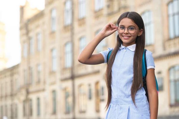 Eyesight Cheerful School Brunette Girl Eyesight School Girl Glasses Eyesight — Stock Photo, Image