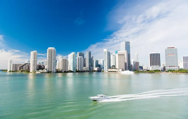 Miami City Scape Skyline Met Jacht Foto Van Miami City — Stockfoto