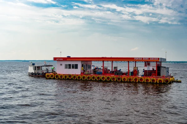 Manaus Brésil Décembre 2015 Transport Par Bateau Station Service Flottante — Photo