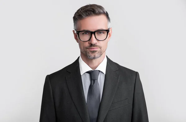 Grizzled Lawyer Wearing Glasses Business Suit — Stockfoto