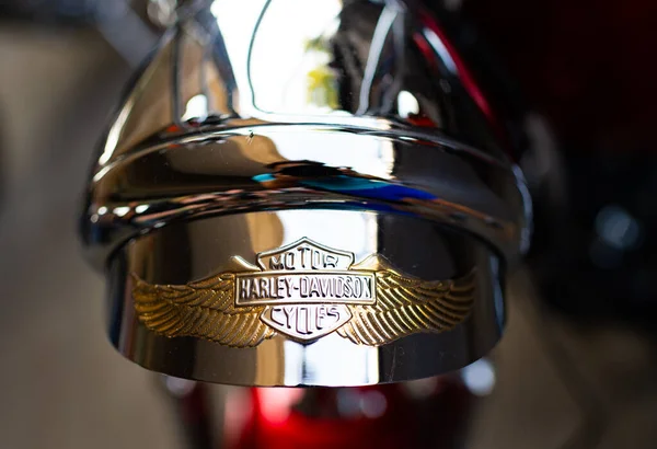 Kiew Ukraine September 2014 Harley Davidson Metallisiertes Logo Auf Chrom — Stockfoto