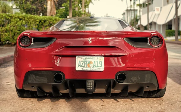 Miami Beach Florida Usa April 2021 Red Ferrari 488 Gtb — Stock Fotó