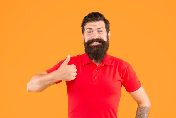 Smiling Male Face Portrait Thumb Mature Hipster Beard Brutal Caucasian — ストック写真