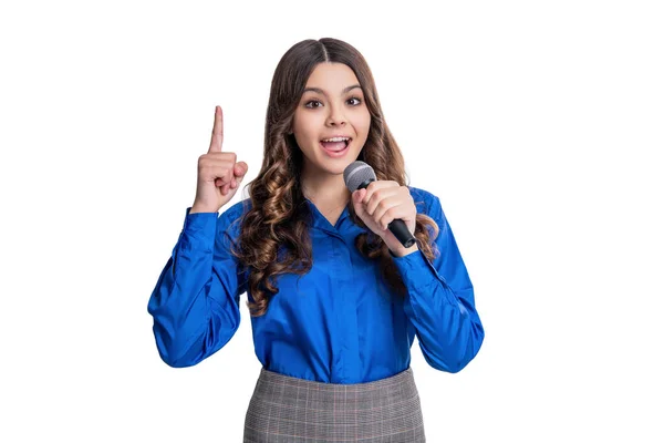 Inspired Idea Teen Girl Speaker Isolated White Teen Girl Speaker — Stock Photo, Image