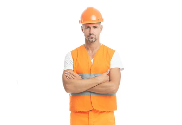 Arbeiter Hintergrund Foto Eines Arbeiters Mit Reflektierender Weste Mann Arbeiter — Stockfoto