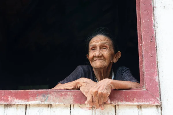 Boca Valeria Amazon River Brazil December 2015 Old Senior Woman — 图库照片