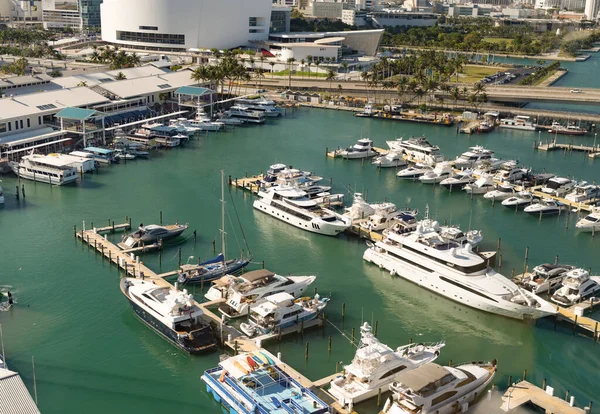 Miami Floryda Usa Marca 2021 Widok Lotu Ptaka Port Jachtami — Zdjęcie stockowe