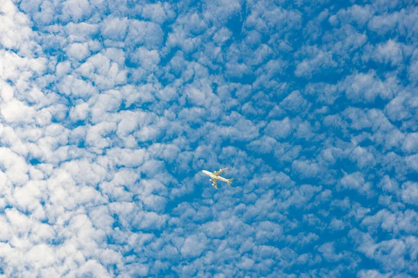 Uçak Görüntüsü Gökyüzünde Bir Uçak Uçak Havacılık Konseptini Gösteriyor Uçağın — Stok fotoğraf