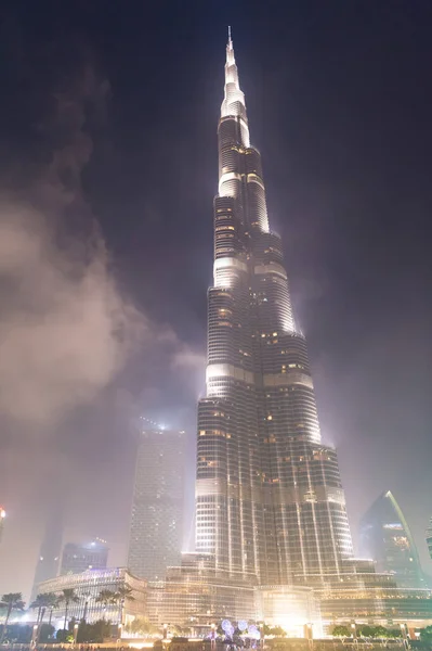 Dubai Verenigde Arabische Emiraten December 2017 Verlichte Burj Khalifa Wolkenkrabber — Stockfoto