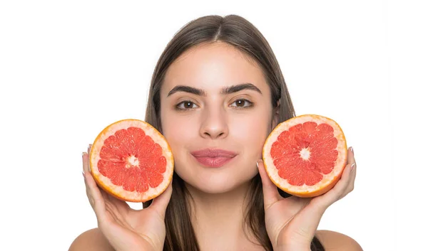 Kozmetikus Arcbőre Stúdióban Bőr Szépség Háttérben Bőrfotó Egy Grépfrút Vitaminos — Stock Fotó
