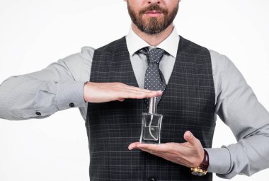 Kırpılmış adam parfüm şişesi, parfüm.